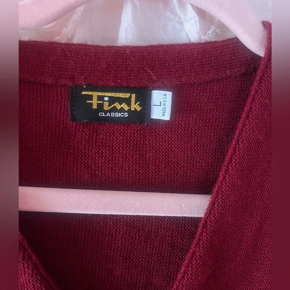 Vintage Fink Classics SZ L deep red cardigan. Retro grunge preppy ladies or men - Picture 2 of 7